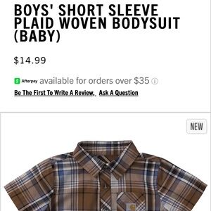 Boys' Short Sleeve Plaid Woven Bodysuit - Brown & Blue